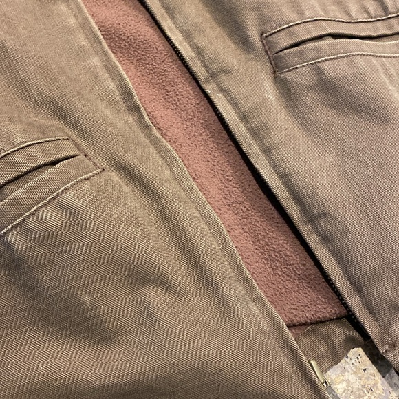 SAFTBAK Brown Fleece Lined Canvas Zip Work Coat Jacket Large Workwear / Utility - Picture 8 of 17